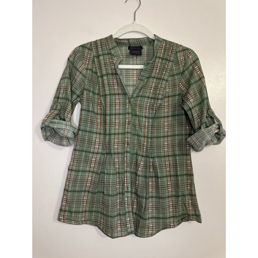 Vintage Y2K Fire Los Angeles Womens Indie Vanguard Plaid Button Up Top Small